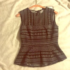 NWT XS black and white BCBG peplum top